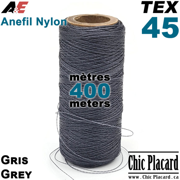Anefil Nylon TEX45 - Gris - 400 mètres