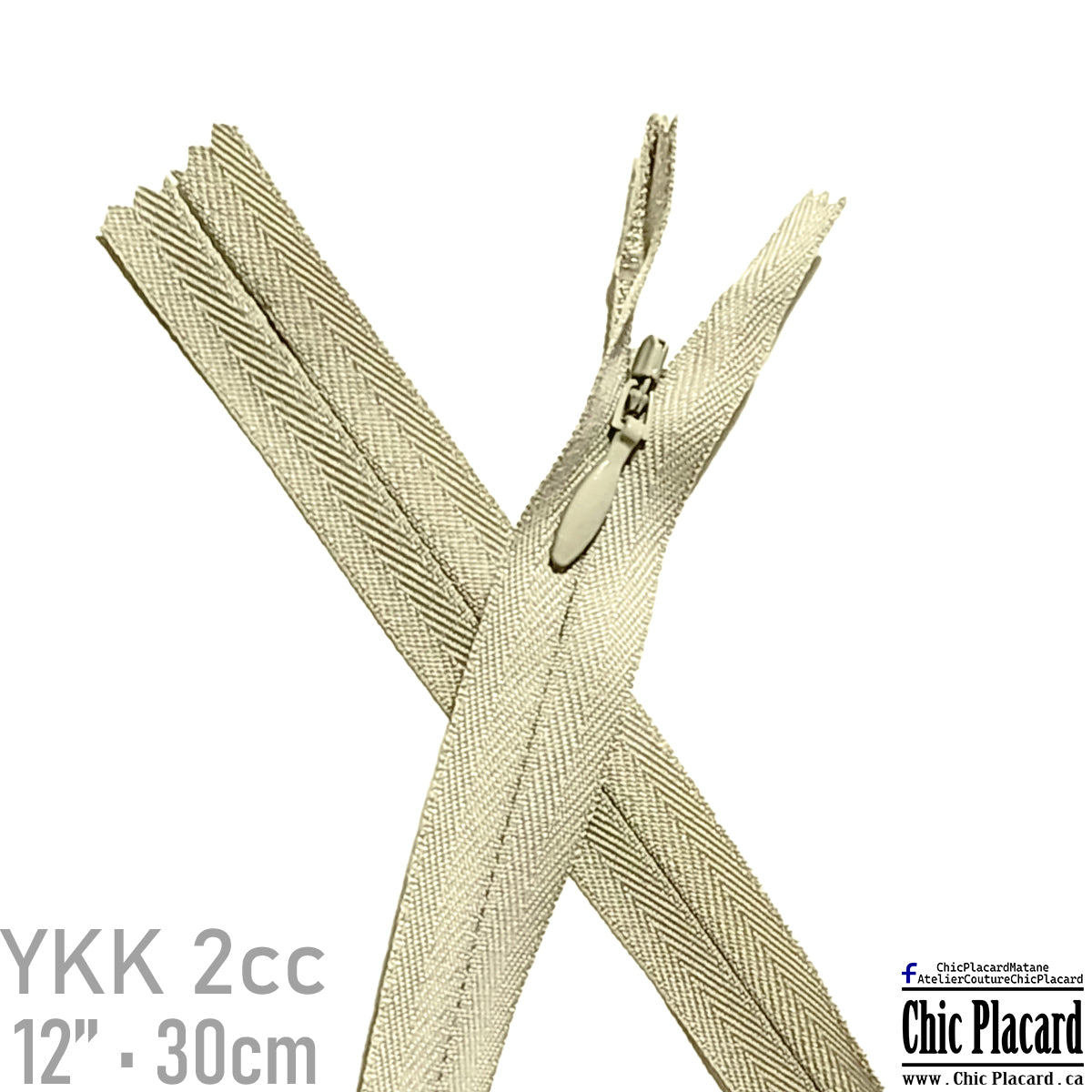 Ivory - YKK 2cc invisible zip 12''/30cm – Chic Placard