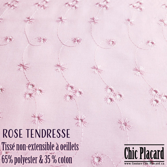 Rose tendresse - Polycoton (au 1/2m)