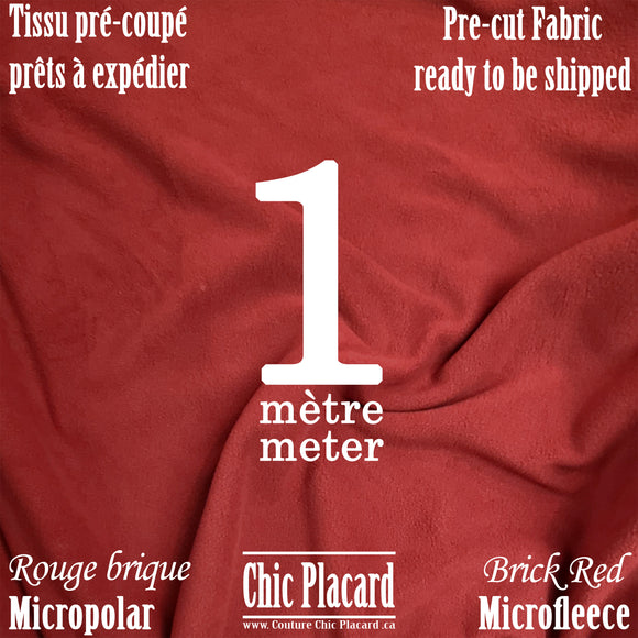Micropolar rouge brique - 1 MÈTRE PRÉ-COUPÉ - EXPÉDITION RAPIDE