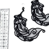 Extravagant black feathers - Embroidered earrings by Artis'Anna