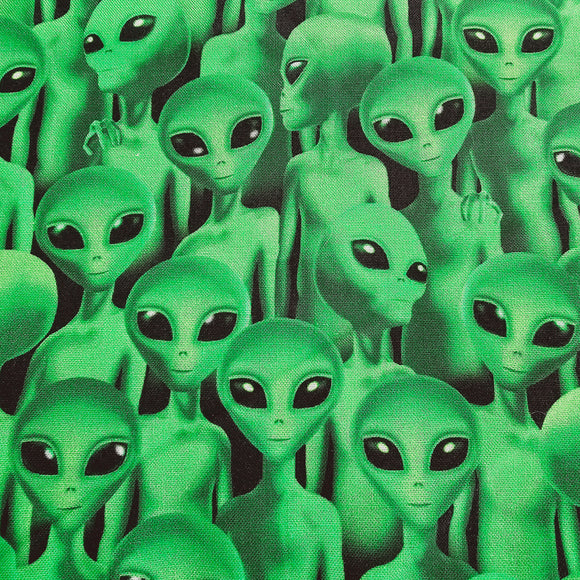 Aliens verts - 100% coton non-extensible (au 1/2m)
