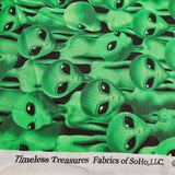 Aliens verts - 100% coton non-extensible (au 1/2m)