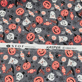 Halloween gris - 100% coton non-extensible (au 1/2m)