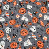 Halloween gris - 100% coton non-extensible (au 1/2m)