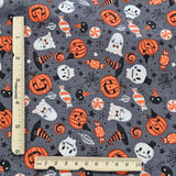 Halloween gris - 100% coton non-extensible (au 1/2m)
