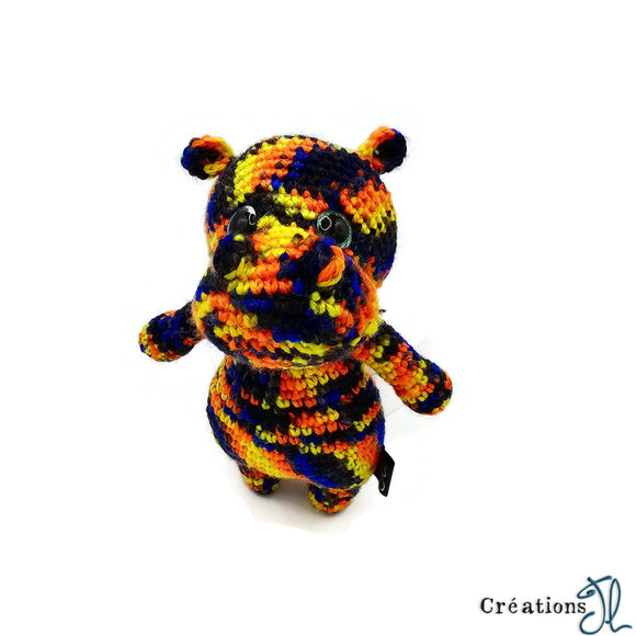 Petit hippopotame coloré orangé- par Créations JL