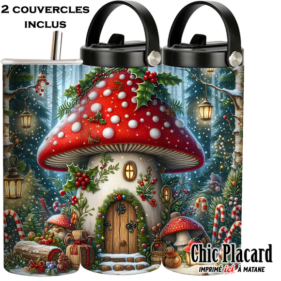 ChampiNoël - Verre en inox à 2 couvercles