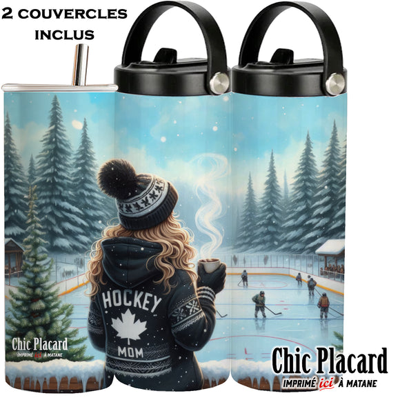 Hockey mom - Verre en inox à 2 couvercles