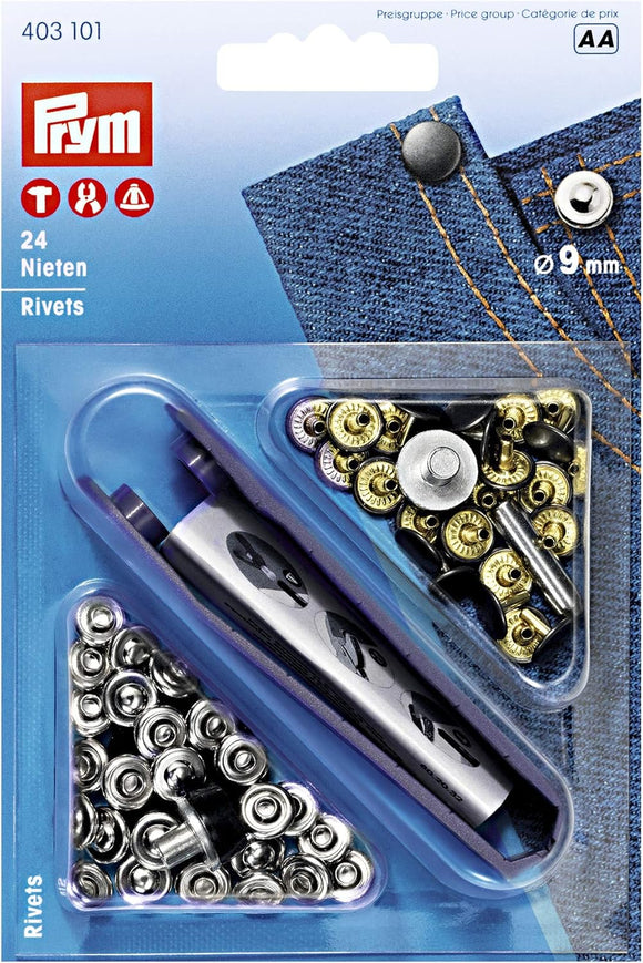 Rivets & outil Prym 9mm - acier antique