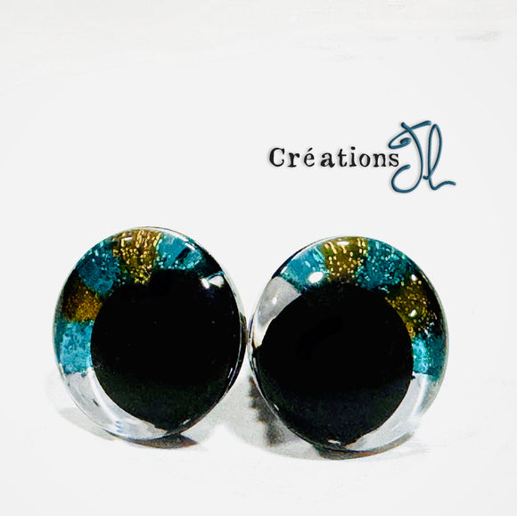 Yeux de sécurité en coin 18mm - Aqua et dorure par Créations JL