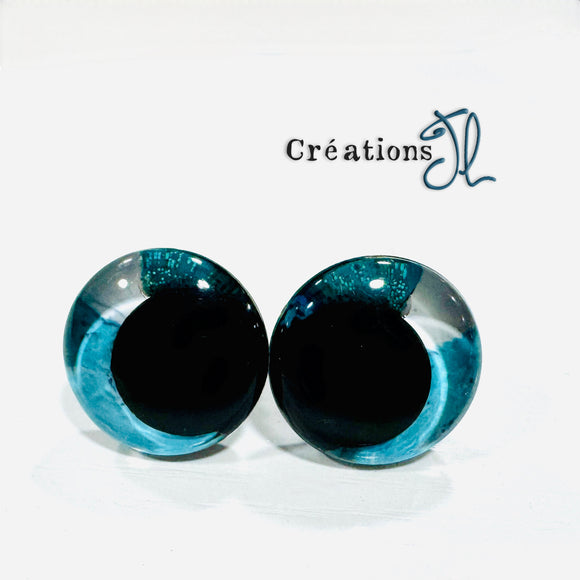 Yeux de sécurité en coin 18mm - Aqua et blanc par Créations JL