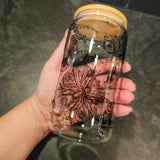 Papillons - Verre avec couvercle en bambou