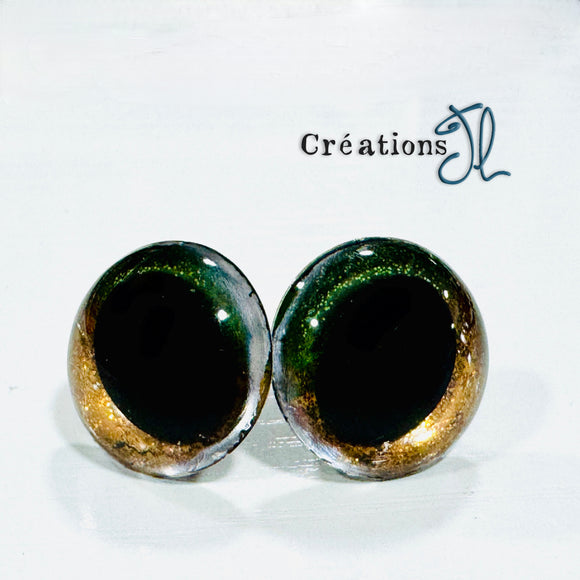 Yeux de sécurité oval 20mm - Éclat dorure et vert - par Créations JL