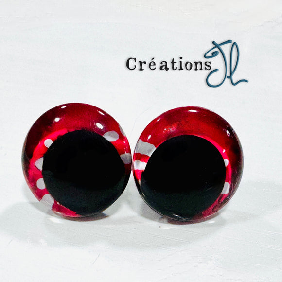 Yeux de sécurité en coin 18mm - Rouge éclat blanc - par Créations JL