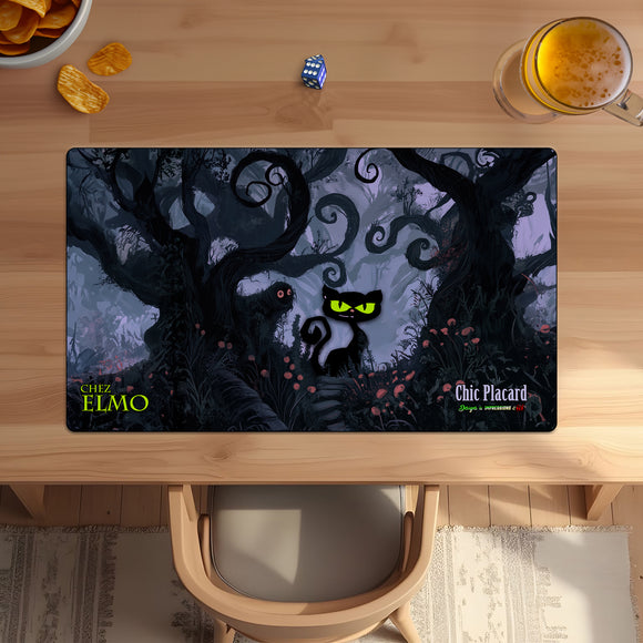 Chat chez Elmo dans le boisé mystérieux - Tapis de jeu 14x24