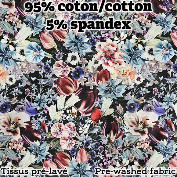 Bouquet de fleurs - Jersey de coton * Pré-lavé * (au 1/2m)