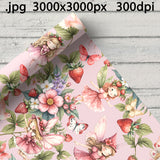 Fées des fraises - Fichiers numériques motifs sans couture