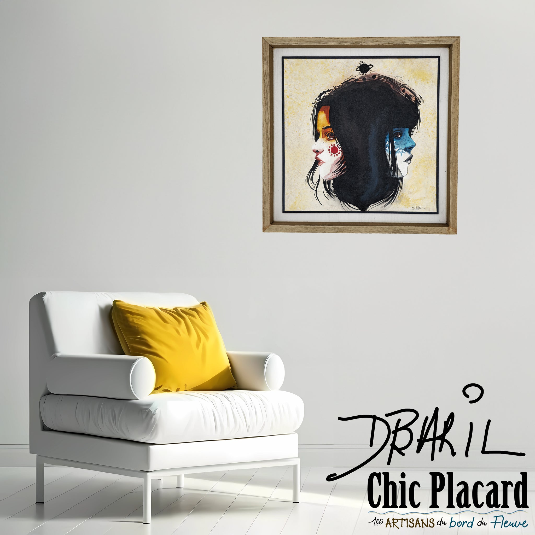 Le visage du jour et de la nuit - Toile peinte par Diane Baril