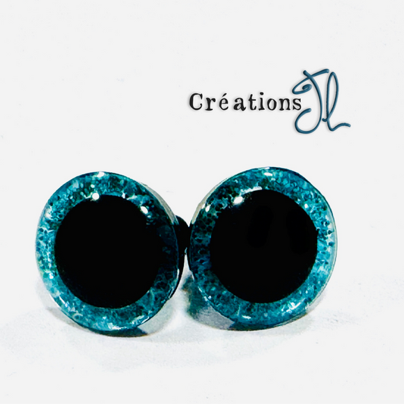 Yeux de sécurité rond 12mm - Aqua brillant par Créations JL
