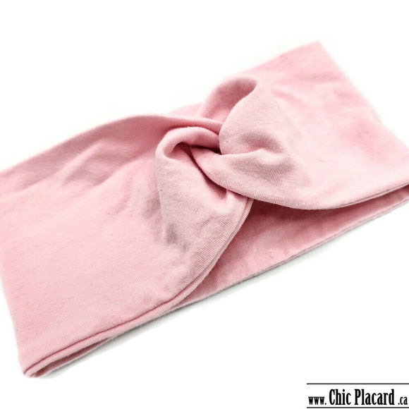 Bandeau large à noeud décoratif rose pâle - 21po