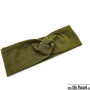 Bandeau à noeud décoratif vert olive - 22po