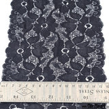Black elastic lace with small flowers 16 cm (sold by 1/2m)