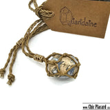 Polished agate - Braided &amp; adjustable pendant by La Quaridaine