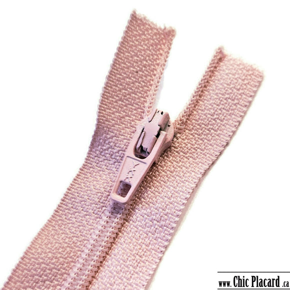 Powder pink - YKK #2.5 closed toe zipper 7''/18cm