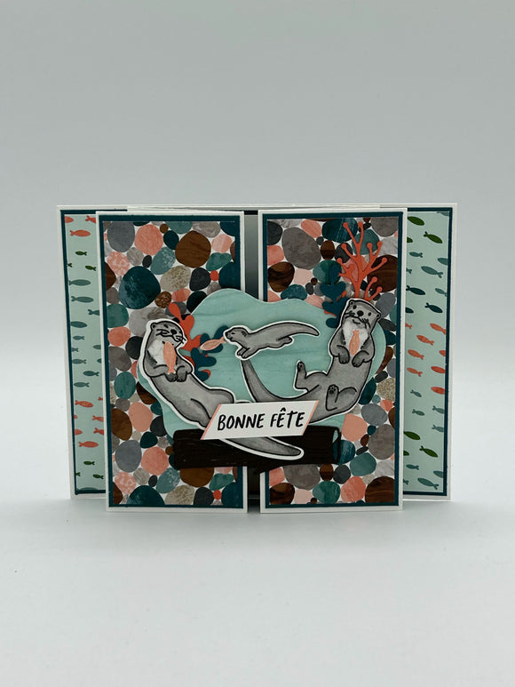 Bonne fête famille loutres pliage original