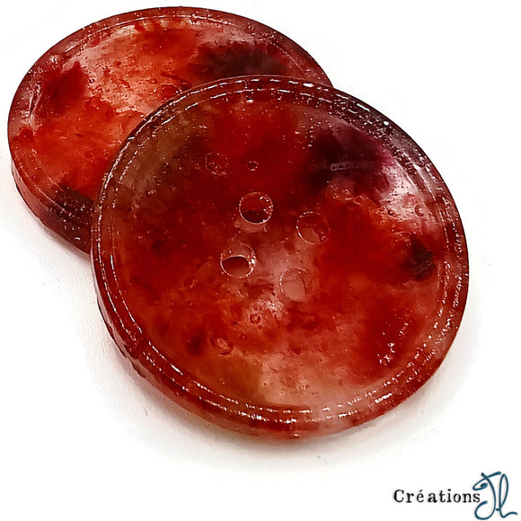 Bouton 38mm à l'unité - Rouge intense  - par Créations JL
