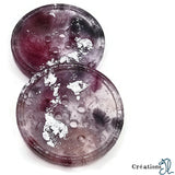 Bouton 38mm à l'unité - Rose et gris argenté  - par Créations JL