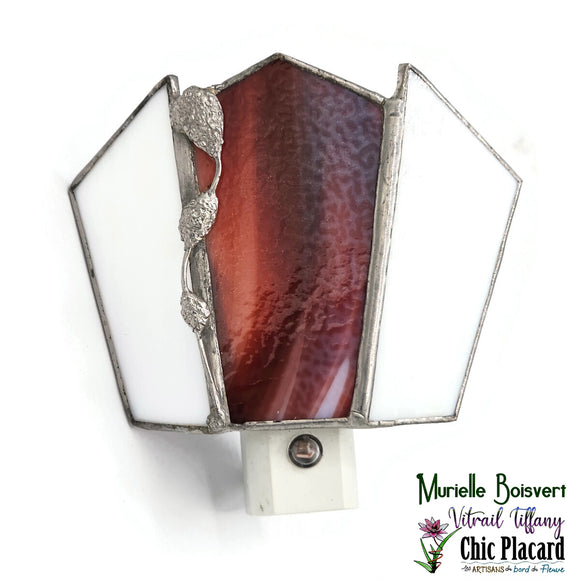 Veilleuse rouge & blanc - Vitrail par Murielle Boisvert