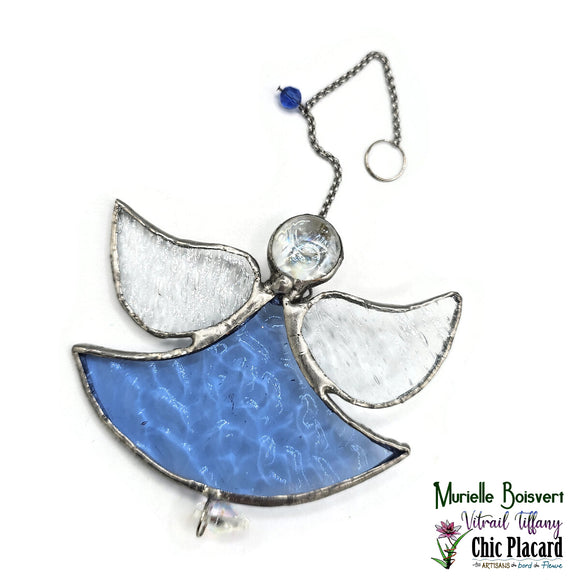 Ange bleu - Vitrail par Murielle Boisvert