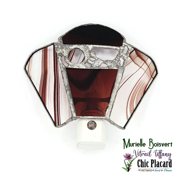 Veilleuse rouge marbrée - Vitrail par Murielle Boisvert