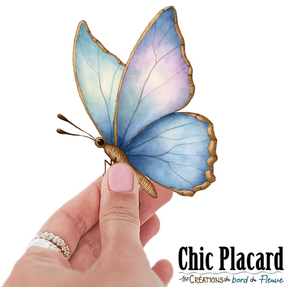 Papillon bleu- autocollant en vinyl