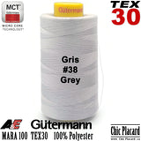 GUTERMANN TEX30 Fil de polyester tout-usage - 5000m - Gris pâle #38