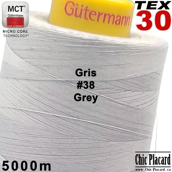 GUTERMANN TEX30 Fil de polyester tout-usage - 5000m - Gris pâle #38