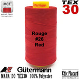 GUTERMANN TEX30 Fil de polyester tout-usage - 5000m - Rouge #26