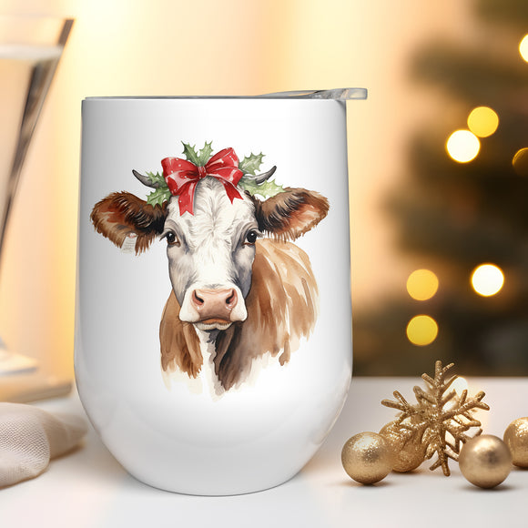 Vache de Noël - Verre 12oz en inox