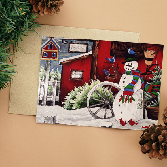 Bonhomme de neige (horizontale) - Carte de voeux signée Christine