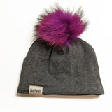 Tuque unie gris charcoal chiné doublée - 22po