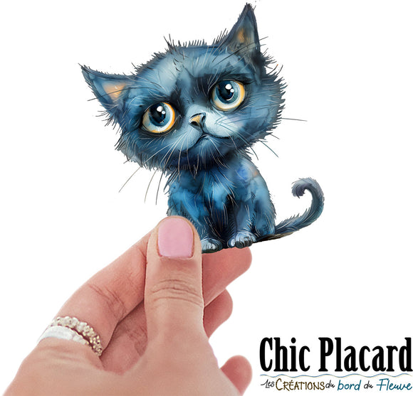 Chat bleu- autocollant en vinyl
