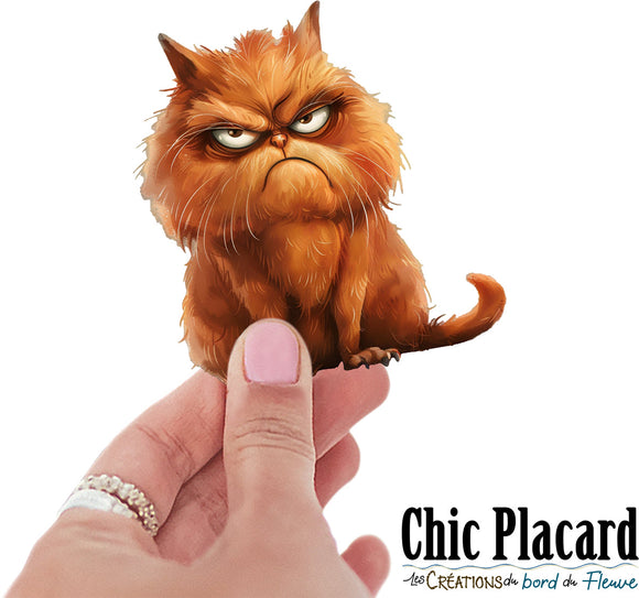 Chat grognon- autocollant en vinyl