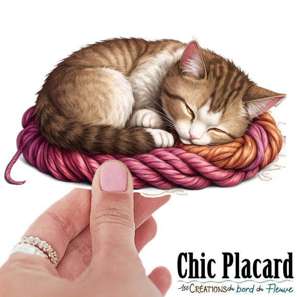 Chat dans la laine- autocollant en vinyl