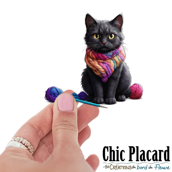 Chat & laine- autocollant en vinyl