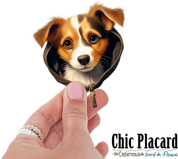 Chien zip- autocollant en vinyl