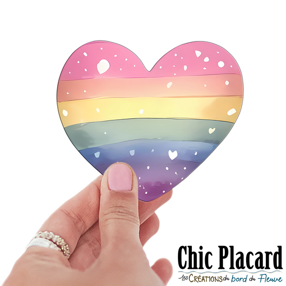 Cœur arc-en-ciel- autocollant en vinyl