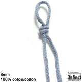 Cordon de coton tressé 8mm - Bleu pâle (au 1/2m)