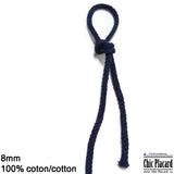 Cordon de coton tressé 8mm - Bleu marin